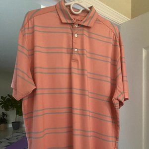 Mizzen+Main Mens Golf Polo Light Orange and Blue Large Classic